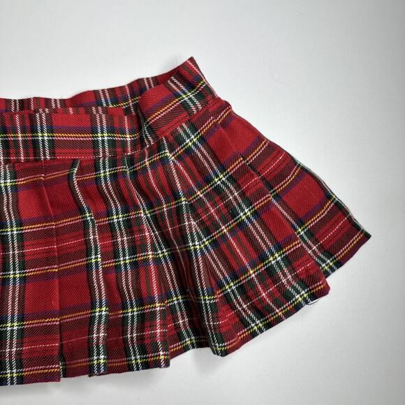 Y2K Hustler Red Plaid Pleated Micro Mini Skirt M/L Punk School Girl Sexy - Picture 4 of 11